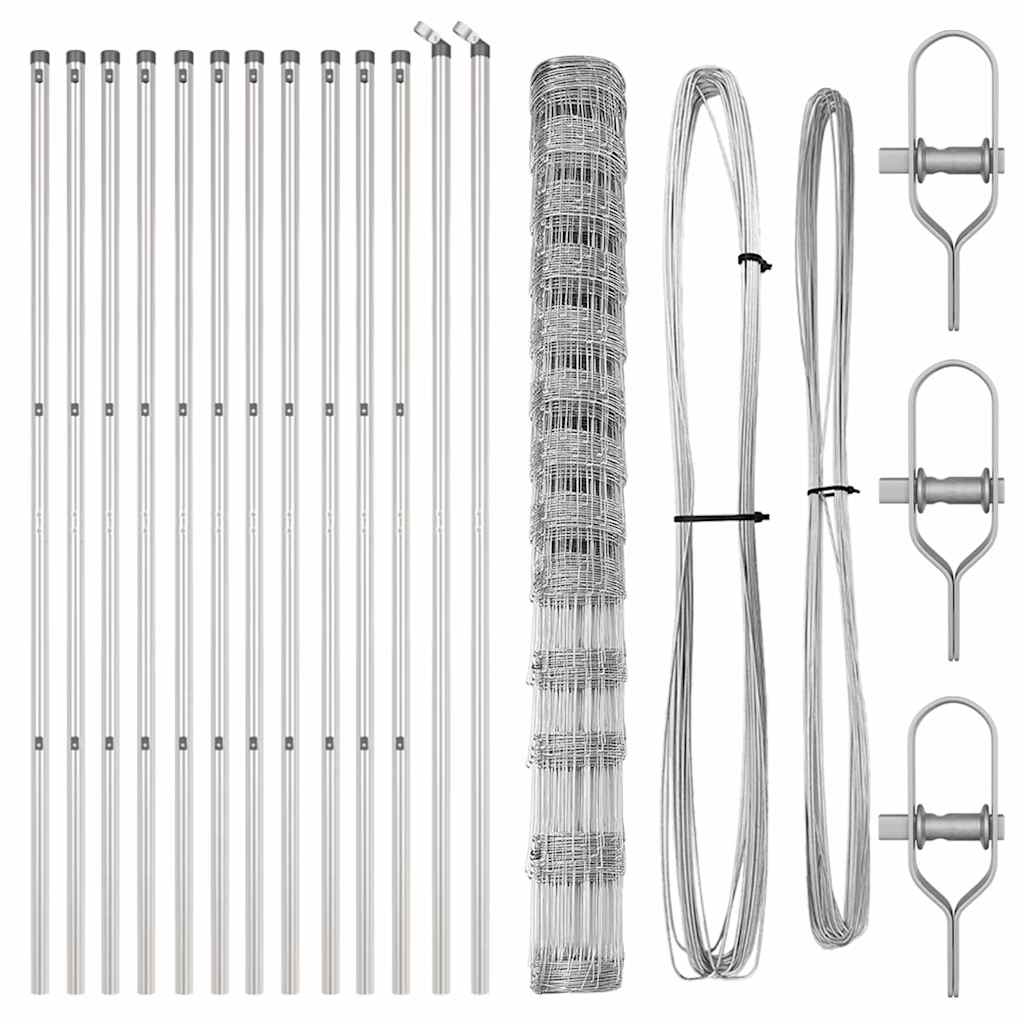 Wildzaun Silber 25 x 1,5 m Verzinkter Stahl